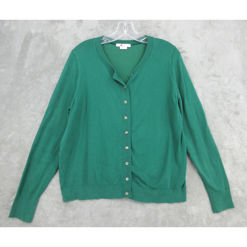 Boden Sweater Womens Size L Cardigan Button Front Casual Lightweight Knit Green